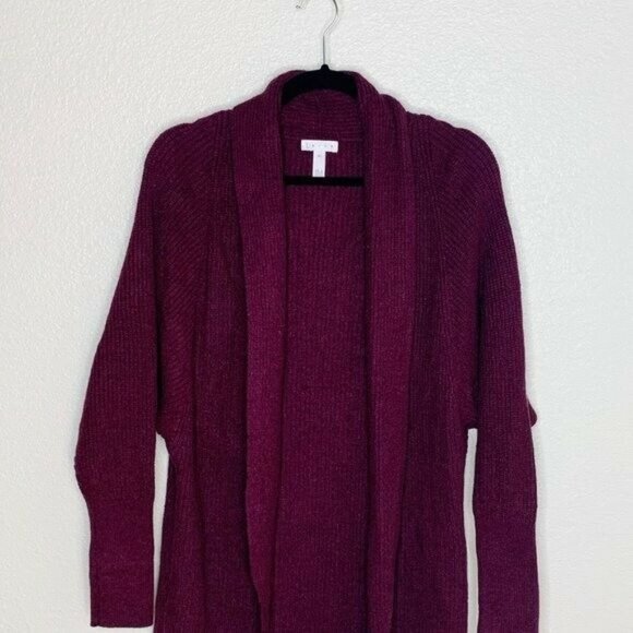 Leith Burgundy Dolman Sleeve Easy Circle Cardigan - Picture 4 of 6